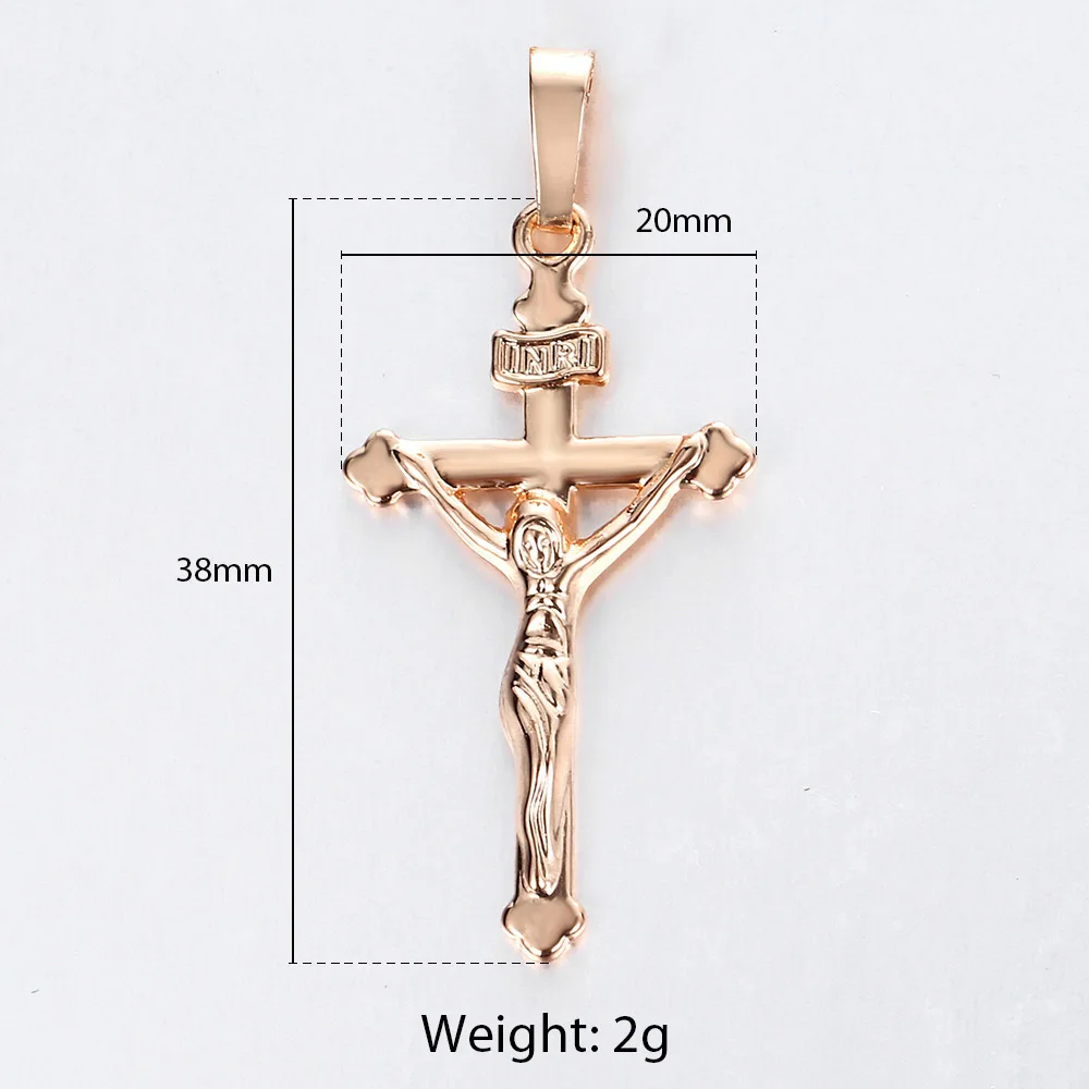 Womens Girls Cross Crucifix Pendant 585 Rose Gold Color Prayer Jesus Fashion Jewelry Gift Only Pendant DGP404