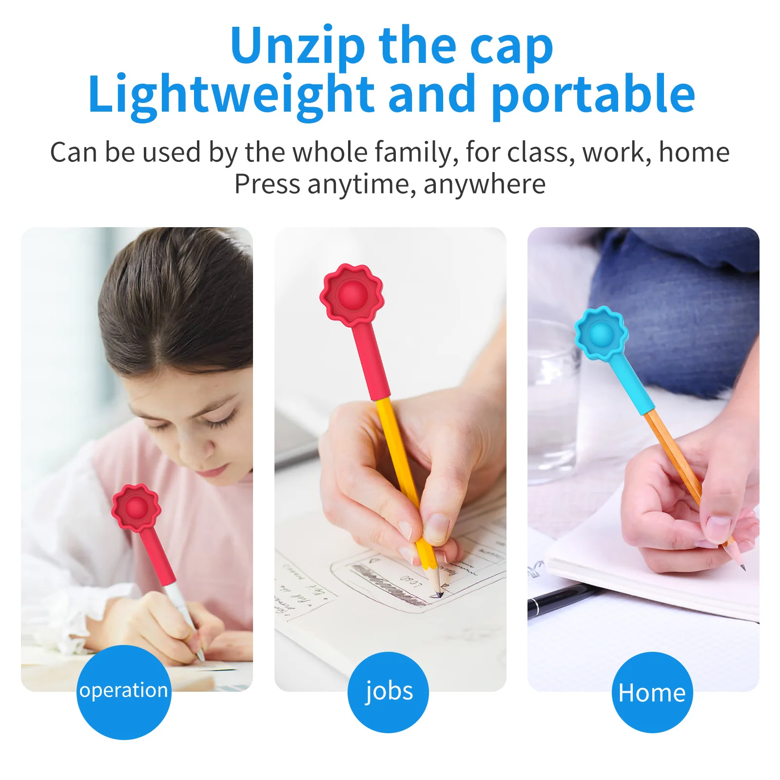 Fidget Toys Simple Dimple Anti-Pressure Toys Decompression Push Bubbles Children Squeeze Toys Keychain Pen Cap Case Extension