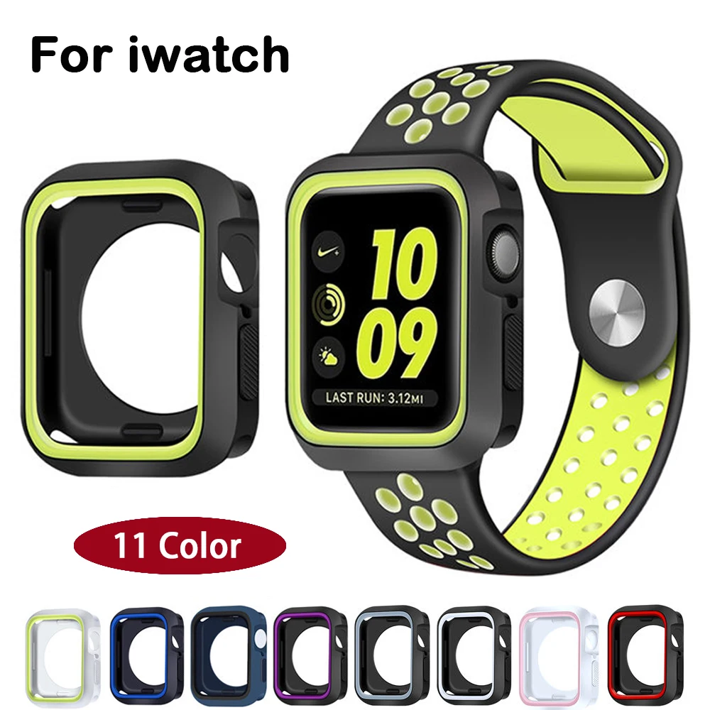 

Силиконовый чехол для Apple Watch 7 6 SE 5 4 3 2 1, пластиковый бампер, защитный чехол для IWatch 42 мм 41 мм 38 мм 45 мм 44 мм 40 мм
