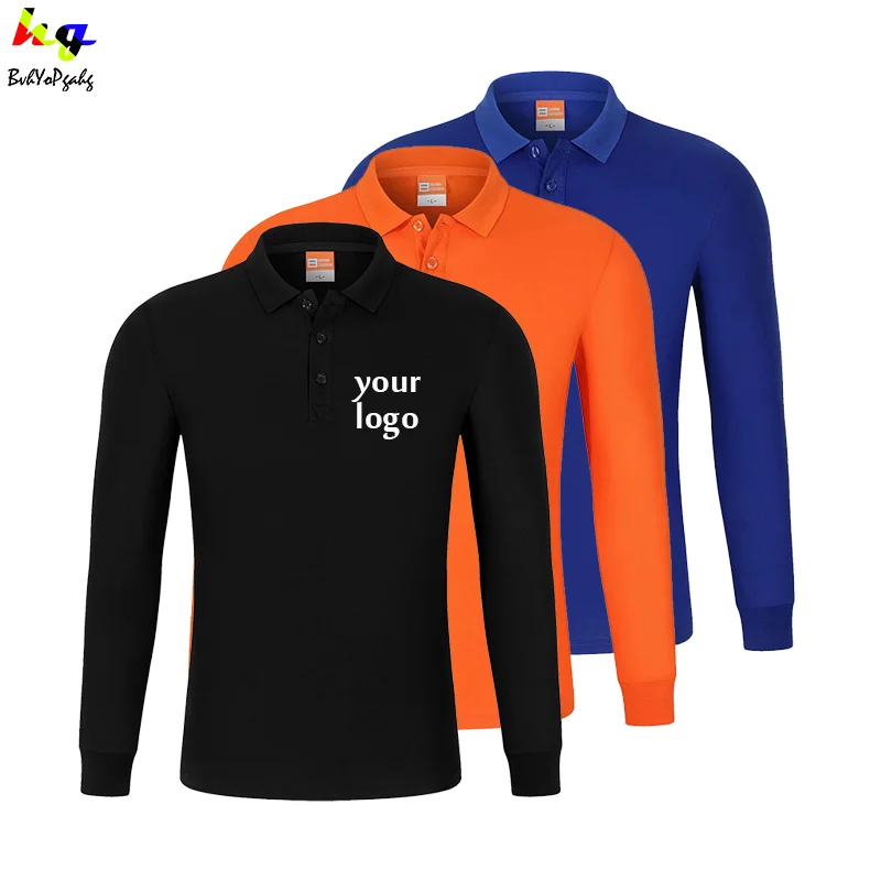 Personalización de la camisa polo/logotipo de diseño hombres y mujeres polo de manga larga equipo publicidad top casual