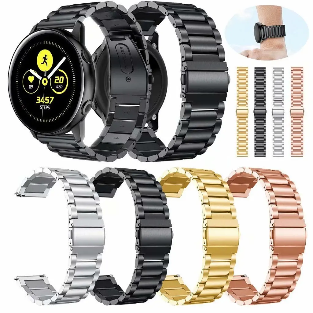 Stainless Steel Link Bracelet Strap for Samsung gear S2 S3 Galaxy Watch Active 42mm 46mm 22mm 20mm Huawei Watch 2 gt Watchband