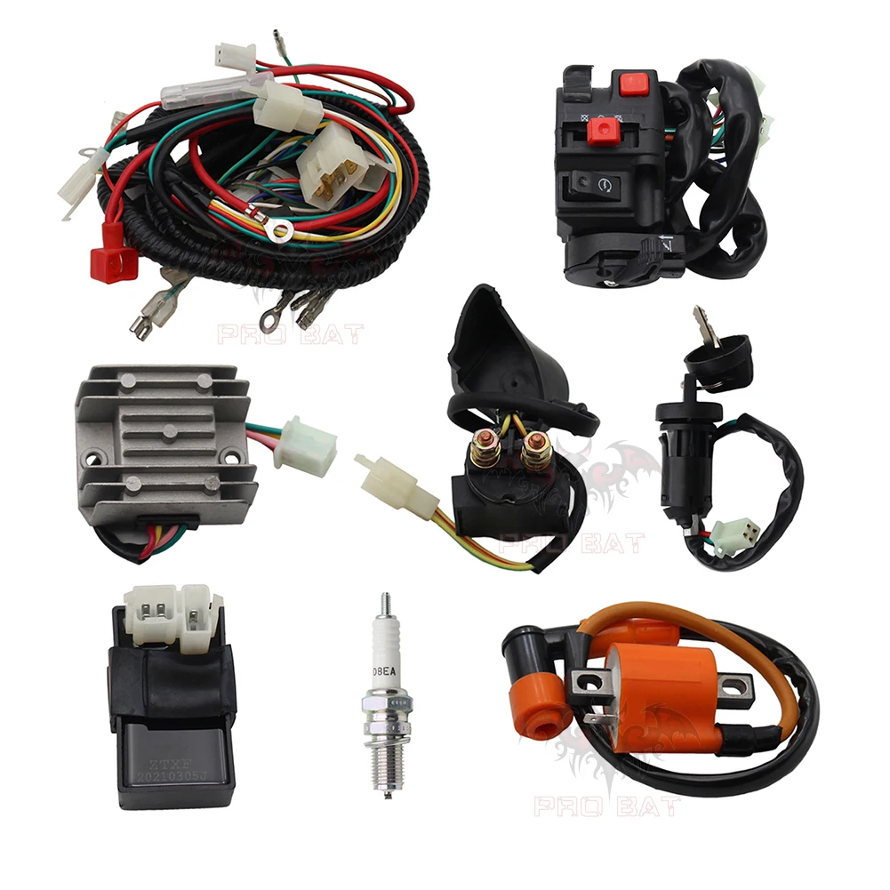 Electric Wiring Harness Wire Loom CDI Kit ATV Quad Go Kart Buggy Carts 150cc 200cc 250cc 300cc