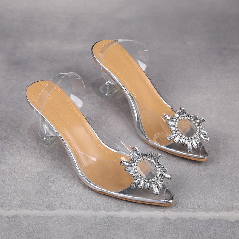 Luxury Women Pumps 2020 Transparent High Heels Sexy Pointed Toe Slip-on Wedding Party Brand Fashion Shoes For Lady PVC