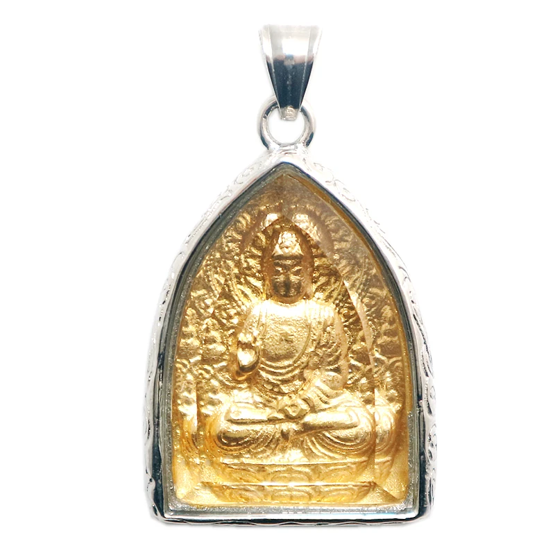 Unisex 316L Stainless Steel Golden Silver Color Buddha Protect Pendant