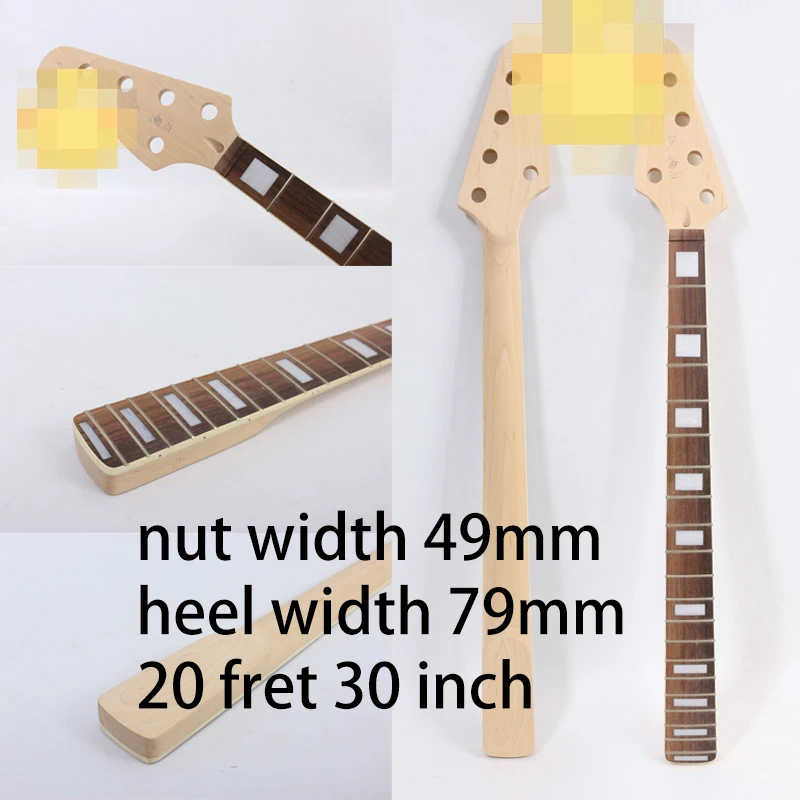 Electric Bass Guitar Neck  20 Fret 30Inch  LEFT Hand Maple Wood Rosewood Fretboard BLOCK  Inlaid DIY