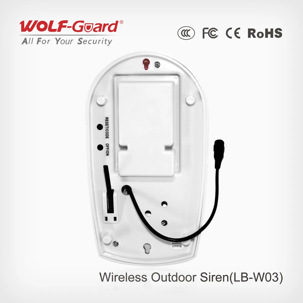 Wolf-Guard 433MHz ไร้สายเสียงกระพริบไซเรน 110dB ในร่มกลางแจ้งกันน้ําสําหรับ GSM WiFi Home Security ระบบกันขโมย