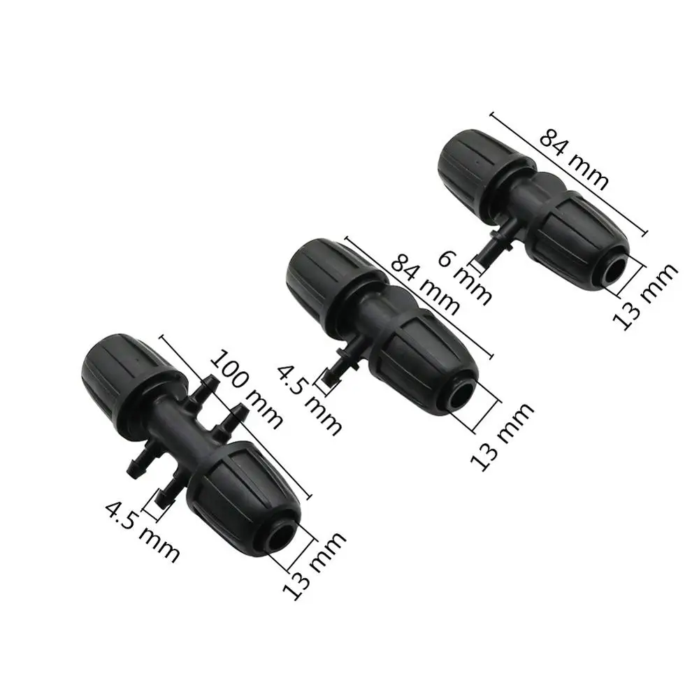 5 Pcs Garden Irrigation 16mm Hose to 4/7mm Hose Interface Locked Connectors Tee 4-way Connector Pipe Connection Adapters