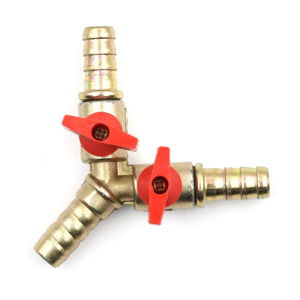 Morsetto Raccordo del Tubo Barb Carburante Acqua Gas di Petrolio Per Il Giardino Irrigazione Automotive 3/8 "10 millimetri In Ottone Y 3-modo Spegnimento Valvola A Sfera