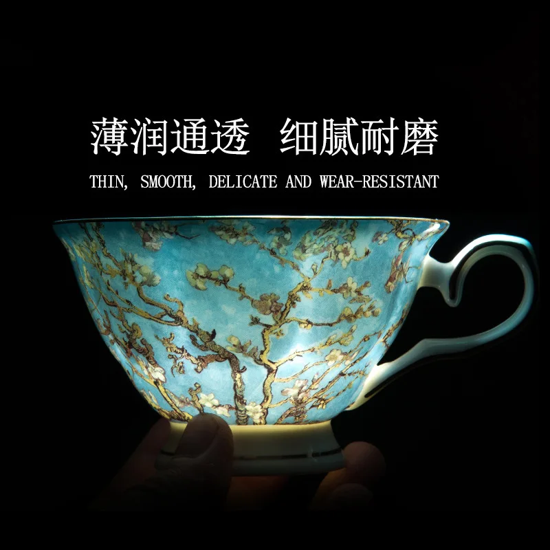 European high-end coffee cup dish set bone porcelain English afternoon teacup home creative Van Gogh oil painting ceramic cup