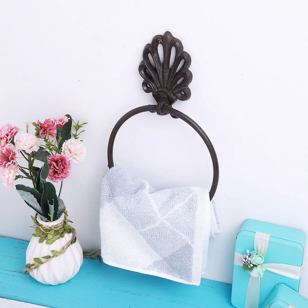 Retro Wrought Iron Towel Rack Paper Towel Rack Bath Towel Scarf Ring Bathroom Kitchen Living Room Hardware Decoration Pendant