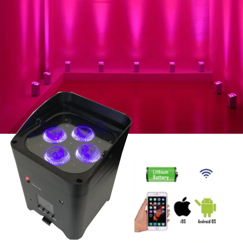 

Wireless battery dmx par uplight 4x18w rgbwa uv dmx 6in1 truss light dj freedom par flat led par can light