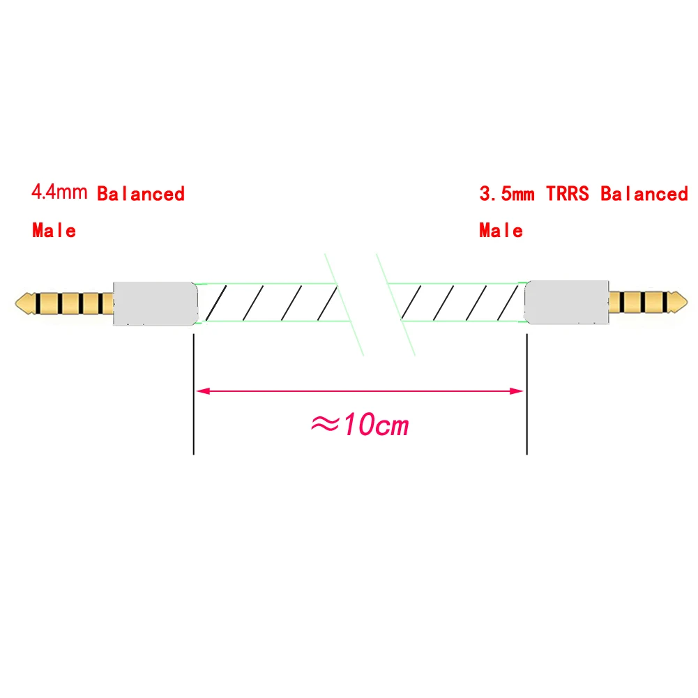Haldane hifi 7n banhado a prata 3.5mm trrs macho balanceado para 4.4mm cabo adaptador de áudio macho balanceado 3.5 a 4.4 conector de equilíbrio