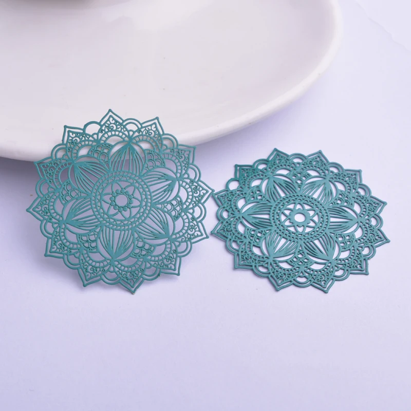 30 Stück AB6414 40mm Filigrane Mandala-Form Charms Ohrring-Verbinder Metall Messing Dünner Anhänger DIY Schmuck Ohrring-Herstellung – Detail 12
