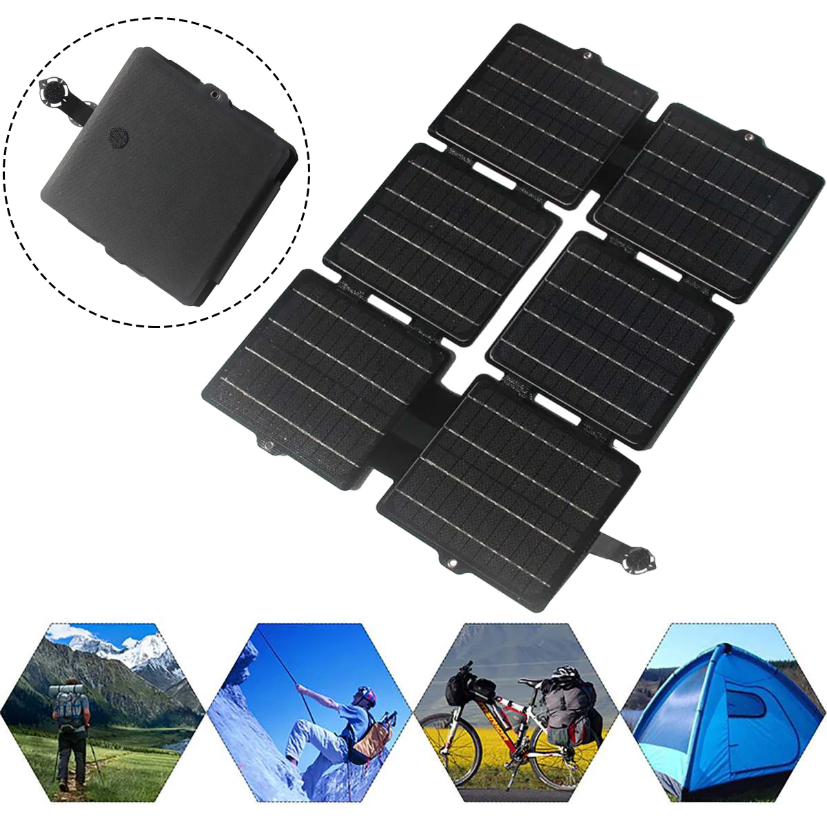 

Foldable Solar Panel 5V/12V 2 USB Waterproof Portable Solar Cells Generator Battery Power Charger For Smartphone Battery Charger