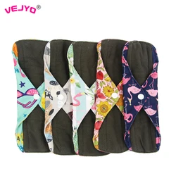 5pcs/Lot Reusable Sanitary Towels Washable Bamboo Charcoal Mama Cloth Menstrual Pads  for Regular Flow Feminine Hygiene Product