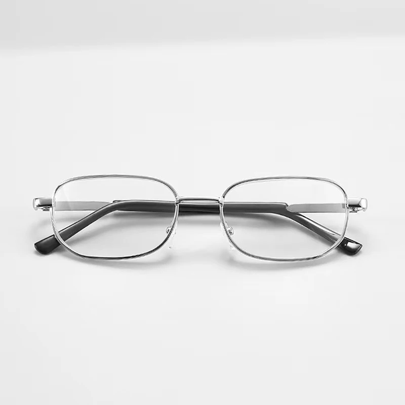 Anti-Scratch Lesebrille Retro Platz Presbyopie Brillen Mit Glas Linsen Metall Hyperopie Brillen männer gläser + 3.5 + 4