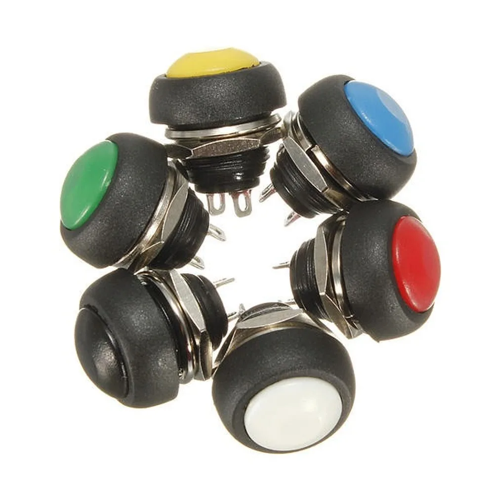 Car Auto Momentary OFF ON Push Round Button Horn Switch Multicolor