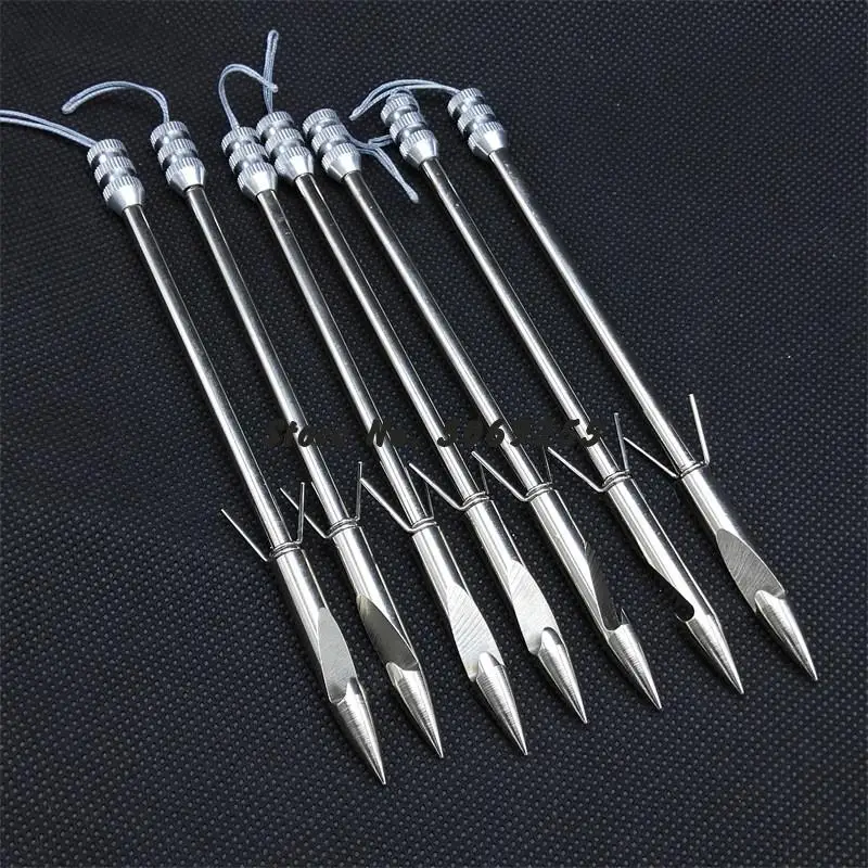 10/20pcs Stainless Steel Fishing Darts Slingshot Catapult Fishing Broadhead Archery Arrowhead Tips Shooting Fish Arrows Skills