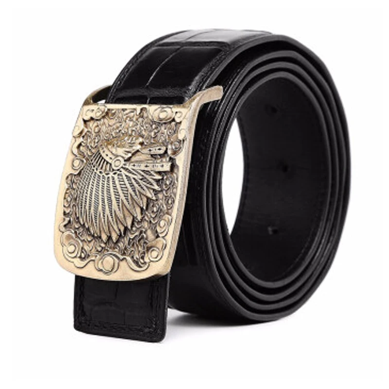 VVBrown  crocodile  male belt  brass   youth  middle-aged  business  Plate buckles  men belt  Smooth buckle  men crocodile belt