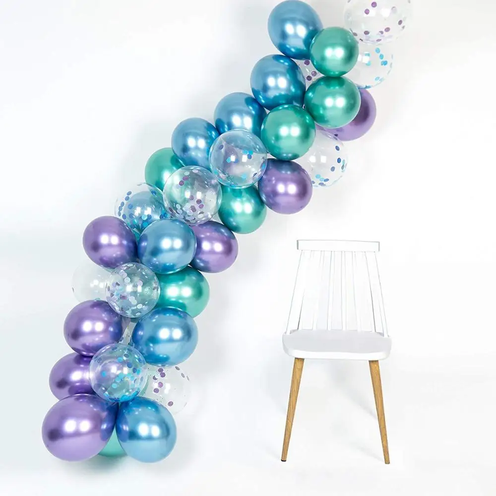 35pcs Mermaid Party Supplies Metallic Balloons Arch Kit for Birthday Bridal Shower Baby Shower Chrome Globos