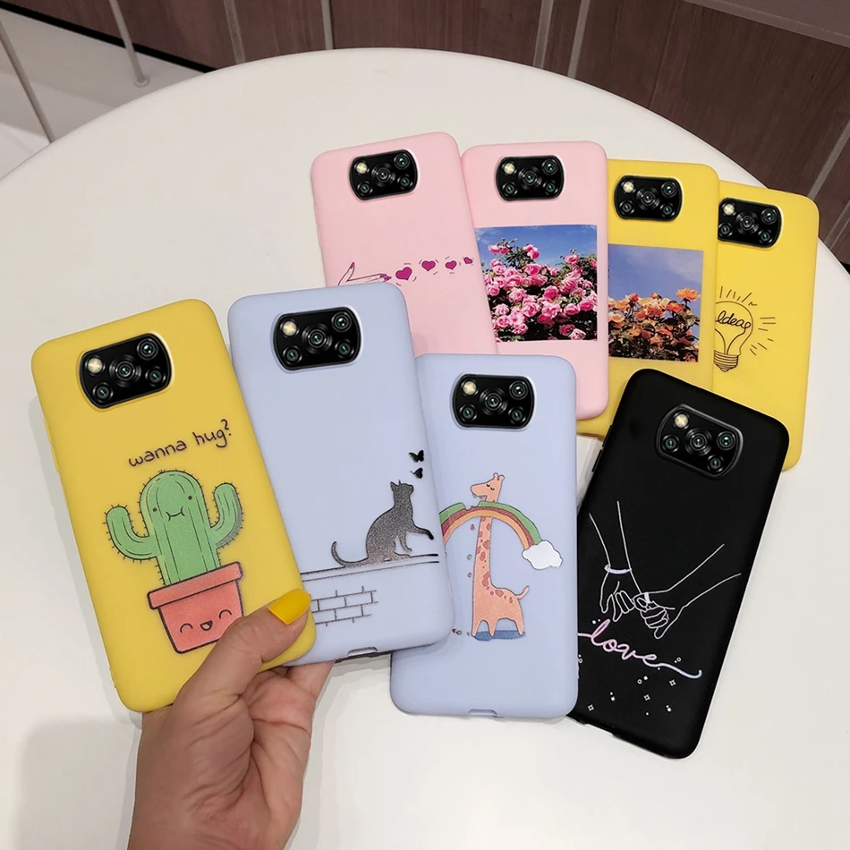 Cute Cactus Banan Cartoon Case For Xiaomi Poco X3 NFC Candy Silicone Back Cover For Xiaomi Poco X3 nfc M3 F2 Pro X2 Soft Cases