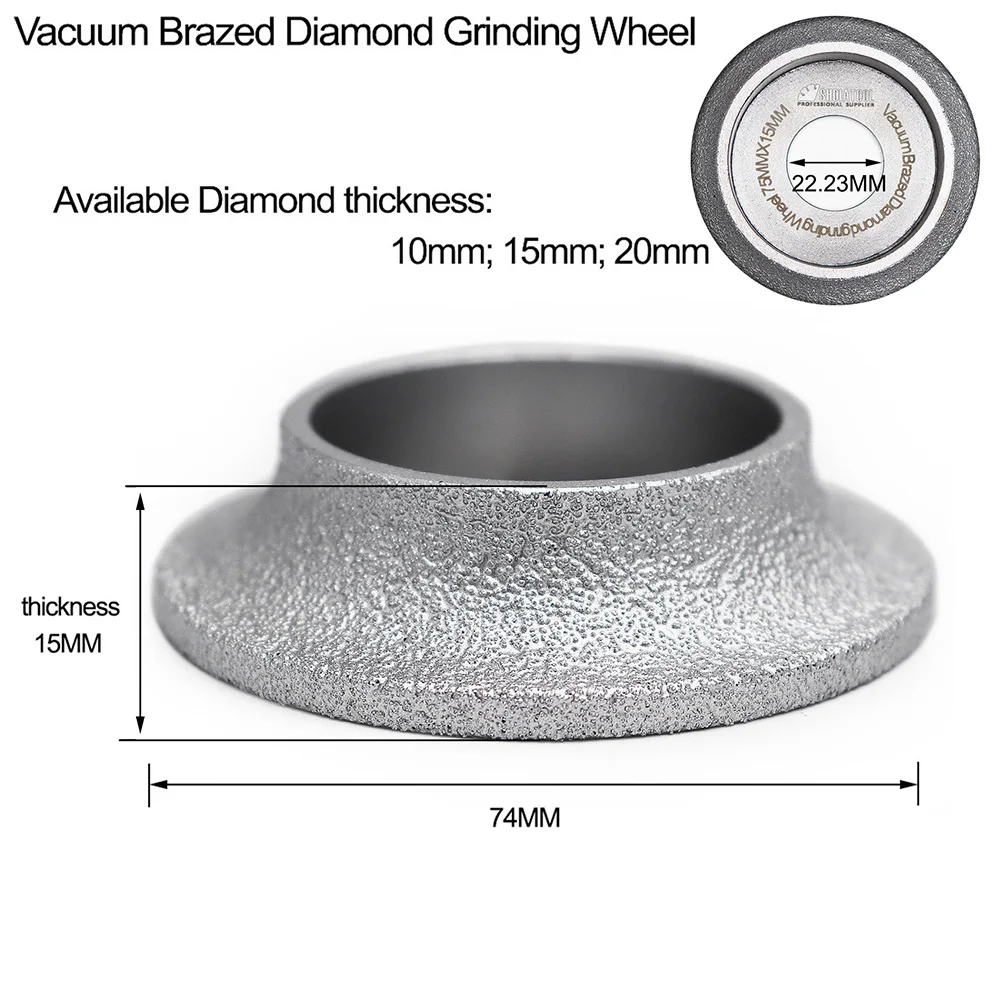 SHDIATOOL 75mmx15MM Vacuum Brazed Diamond  grinding wheel for Demi-bullnose edge profile