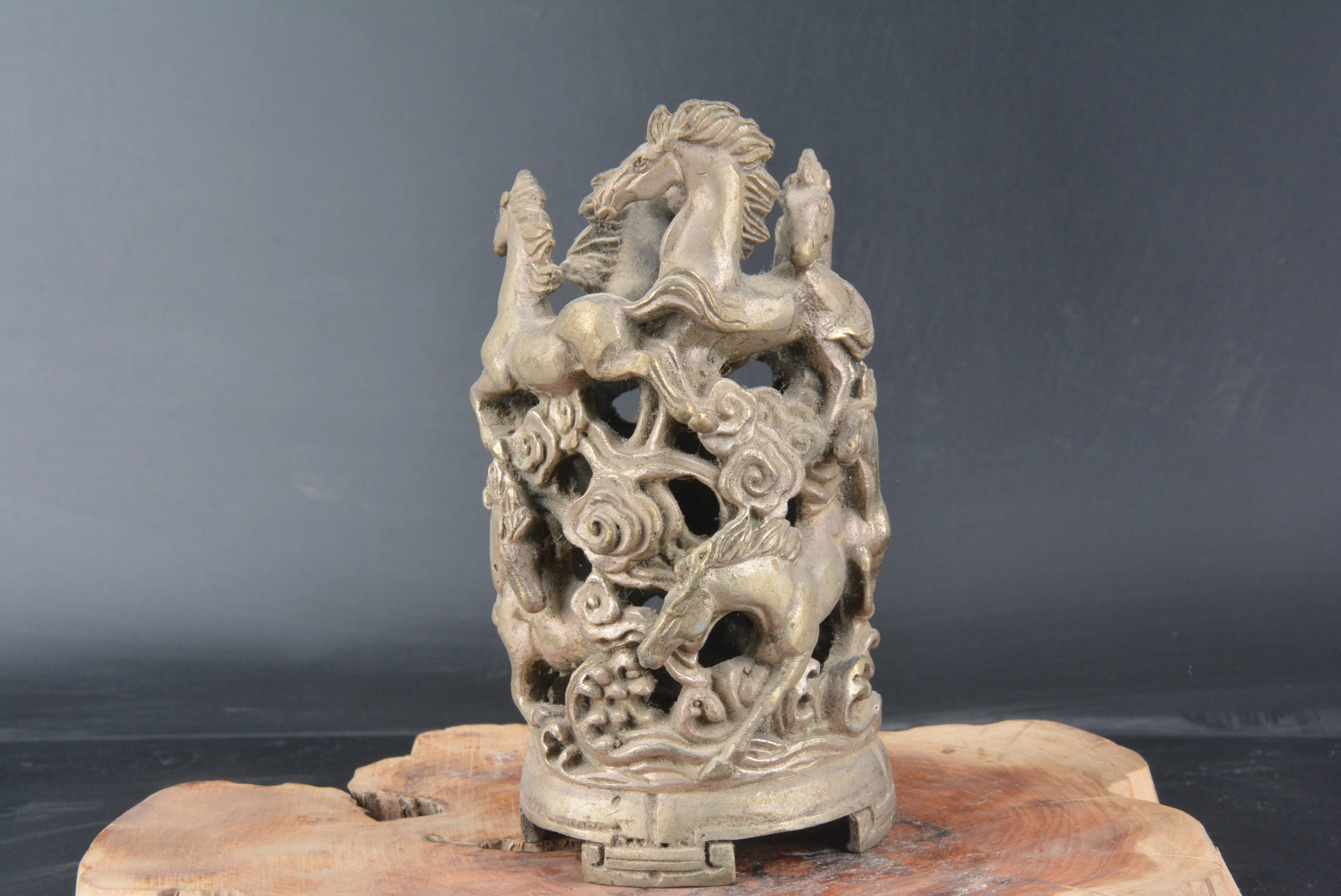 Rare Old  MingDynasty  Horses galloping silver vase