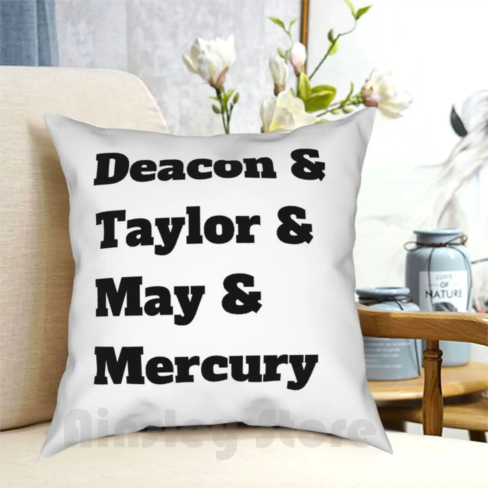 

Names Pillow Case Printed Home Soft DIY Pillow cover May Deacon Taylor Queen Queen Band Killer Queen Bohemian Rhapsody We