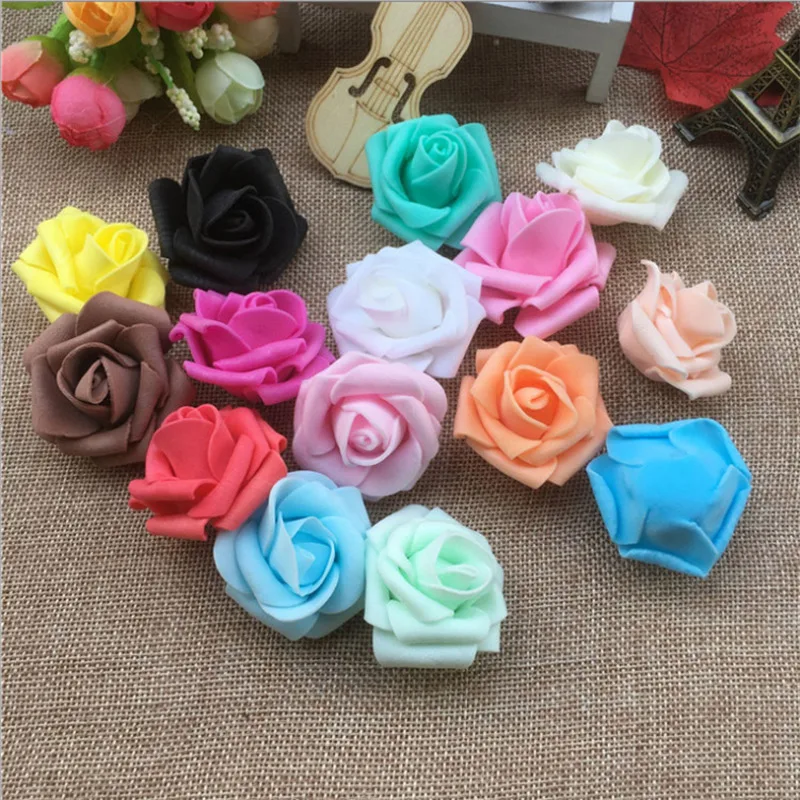 5cm 30pcs/lot Big Foam Rose Heads Artificial Roses Flowers PE Flower Fake Wedding Floral For Bridal Bouquet Party Crafts Decor