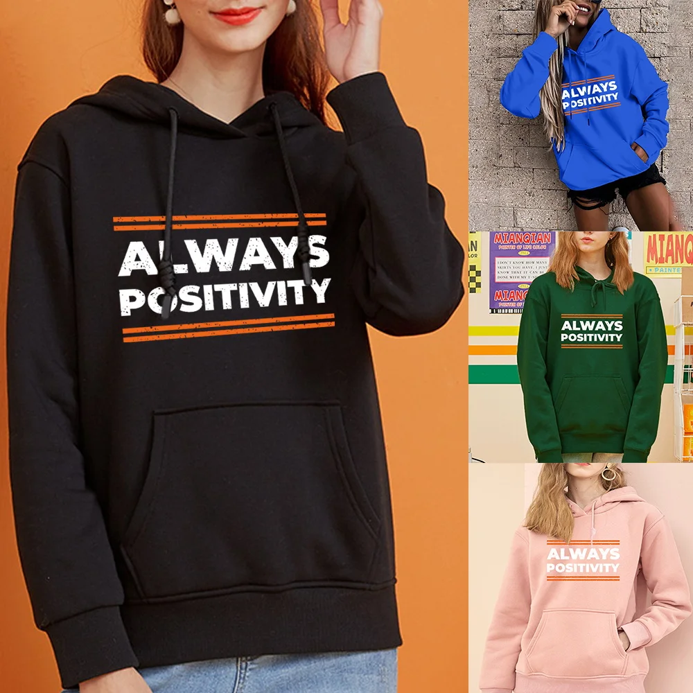 Fashion Hoodie Women's Harajuku Loose Oversized Pockets English Phrase Printed Sports Pullover Casual Sports Hoodies Tops