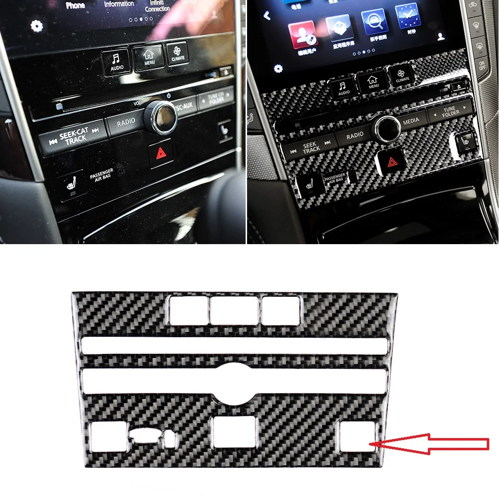 

Carbon Fiber Protector Car Center Control Air CD Panel Decorative Sticker Interior Trim Accessories For Infiniti Q50 Q60