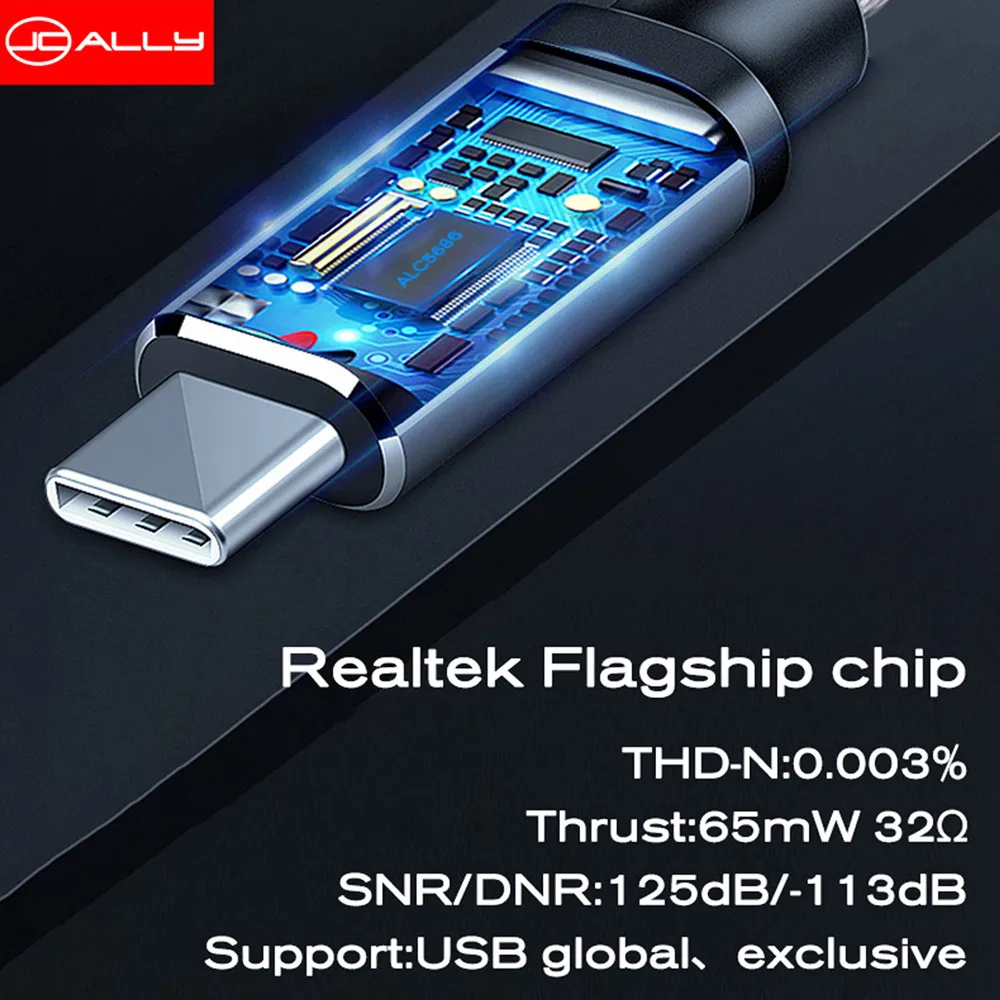 JCALLY JM04PRO Realtek ALC5686 DAC อะแดปเตอร์เสียงดิจิตอลถอดรหัสสาย TYPEC ถึง 3.5 สําหรับโทรศัพท์ Android