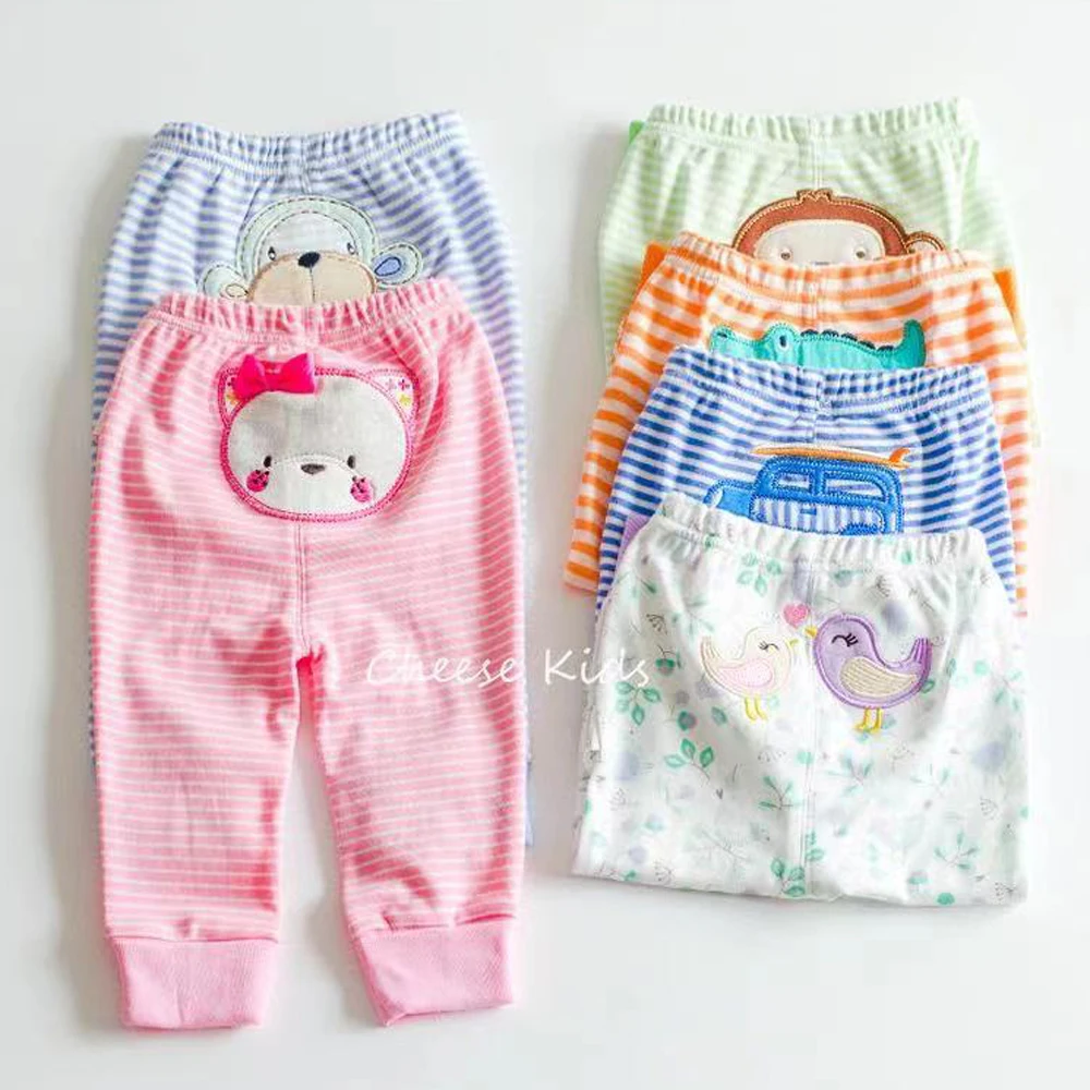 Pants for Newborn Four Seasons Boys and Girls Cartoon Embroidery Cotton Fashion Trousers Style Random Baby Clothing