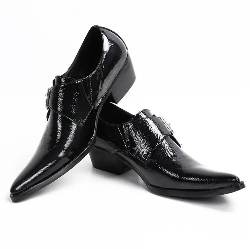 Fashion Pointed Toe Heighten Oxford Shoes Luxury Men Dress Wedding Crocodile Leather High Heels Party Prom Shoe