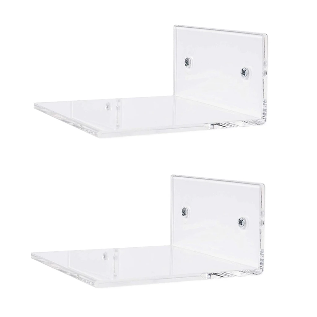 

2Pcs/Set Bathroom Small 10cm Clear Acrylic Floating Spice Rack Wall Shelves Holder Kitchen Bathroom Storage Shelves Display