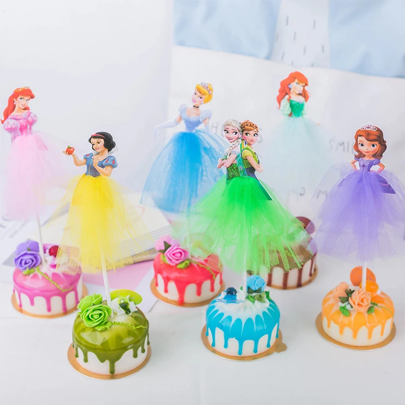 1pcs/Lot Frozen Elsa Princess Theme Cake Cupcake Toppers Cake Flag Girls Birthday Party Decoration Anniversaire Cake Supplies