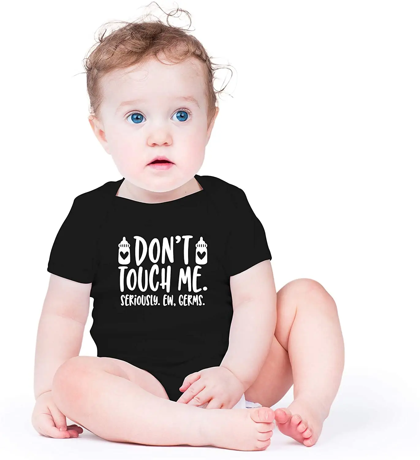 Don't Touch Me Seriously Fashion Baby Bodysuits Boys Girls Unisex Black Jumpsuit Wear Casual Short Sleeve Ropa Toddler