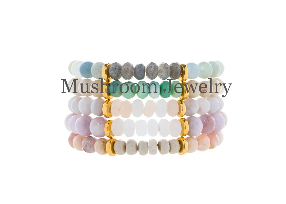 8mm Multi 8mm Genuine Colorful Natural Pink Jade Stone Bracelets For Women Yoga Charm Stretch Round Bead Bracelet Wholesale