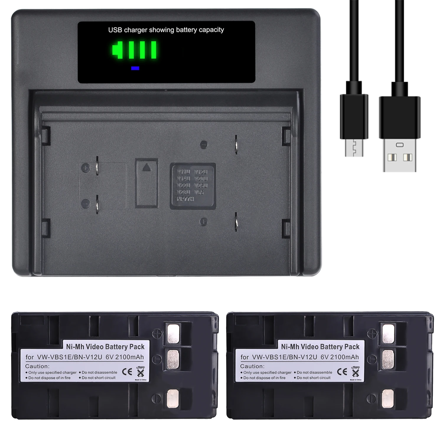 

DuraPro 2100mAh BN-V12U BN-V11U VW-VBS1E Battery + LED USB Charger for JVC PV-BP15,BN-V10U, BN-V14U,BN-V18U, BN-V22U,BN-V24U