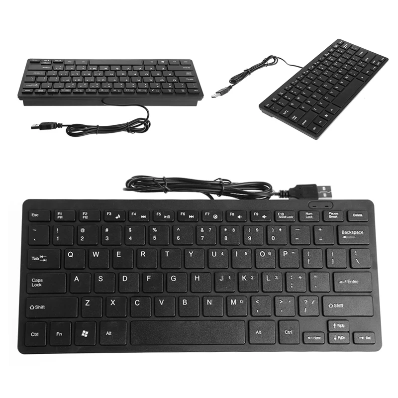 Mini Slim Multimedia USB Wired External Keyboard For Notebook Laptop PC Computer