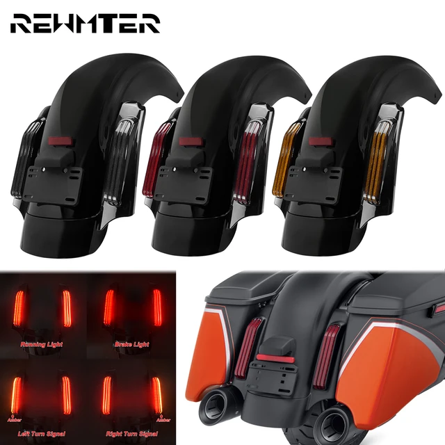Motocyklowy zestaw przedłużający tylny błotnik LED w stylu CVO do Harley Touring Electra Road Street Glide FLHR FLH 2014-2024