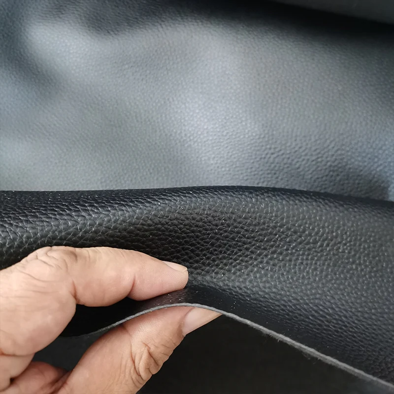 Good Soft PU Leather Black Small Lychee Pattern Faux Real Leather Fabric Sewing Sofa DIY Chair Cover/Bag Material/Car Seat