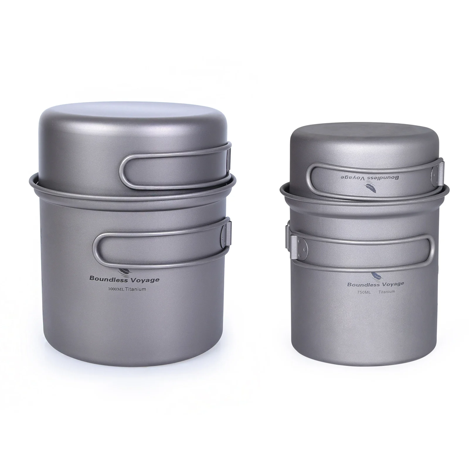 Boundless Voyage Outdoor Titanium Camping Pot Pan Set with Folding