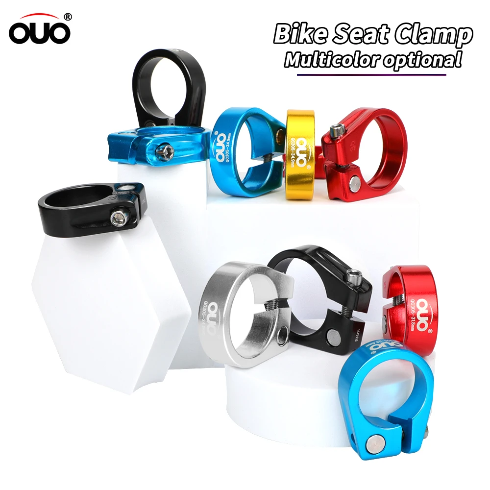 OUO Bike Seat Clamp 28.6/31.8/34.9mm Bicycle Seatpost Clamp Ultralight Aluminum Alloy Bicyl Seat Tube Clip Multicolors