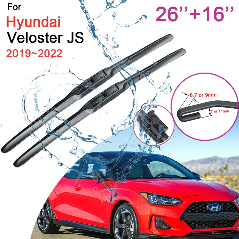 

Car Front Windshield Wiper Blades for Hyundai Veloster JS 2019 2020 ~ 2022 Two Rubber Snow Scraping Silent Accessories Stickers