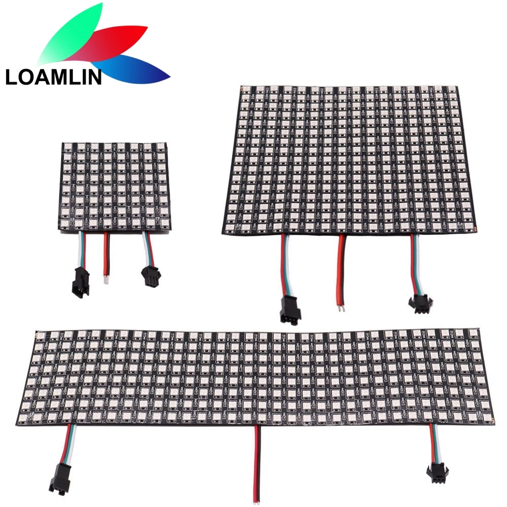 WS2812B RGB LED Digital Flexible Individually Addressable Panel Light WS2812 8x8 16x16 8x32 Module Matrix Screen DC5V