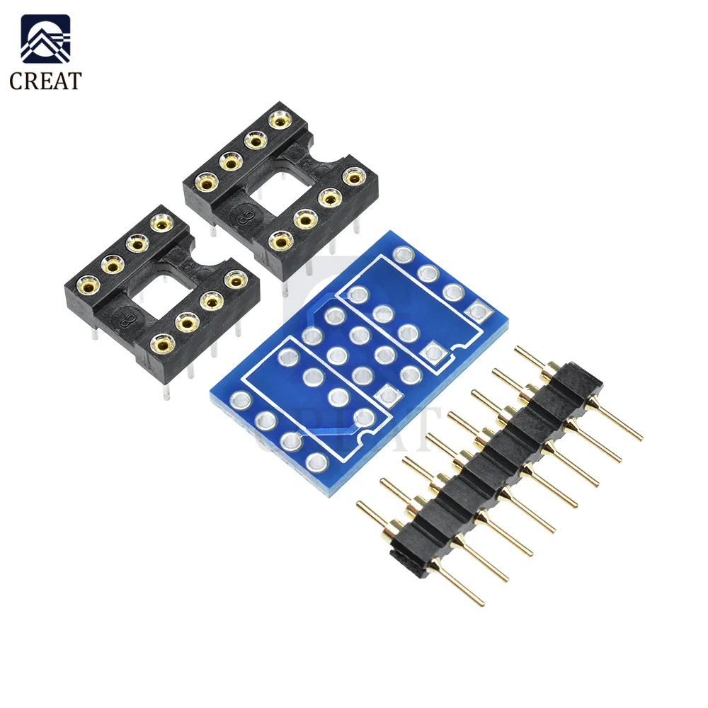 Dual DIP8 to DIP8 Converter Adapter Mono Module PCB+Pin+Socket  for Amplifier IC NE5532 OPA2132 OPA627 TL072 P07