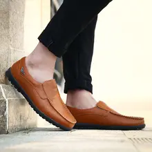Men's genuine leather casual loafers slip-on shoes #4
