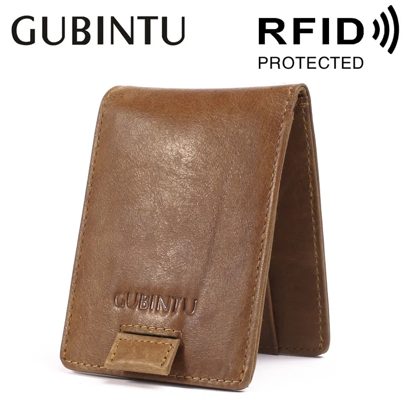 Gubintu Double Pull Leather Anti-Magnetic RFID Wallet Multifunctional Wallet Leather Wallet Men Wallet