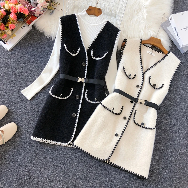 

Spring autumn vintage v-neck slim vest women single breasted top waistcoat